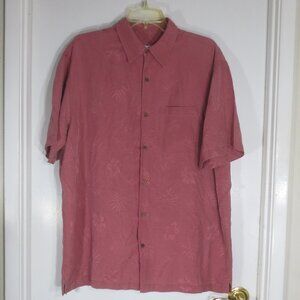 Firethorn Silk Shirt Rose Hawaiian Floral Short Sleeve Button-up Men's Size L